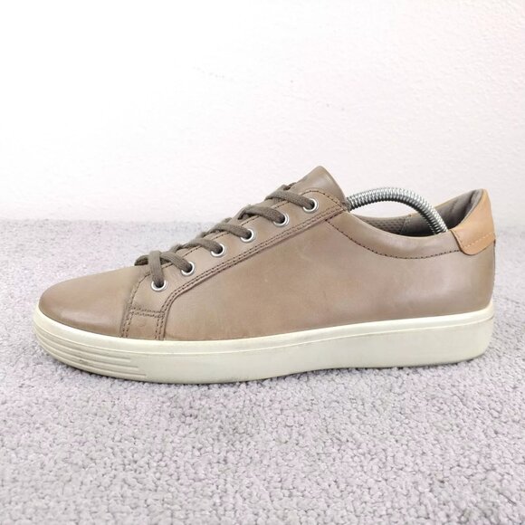 ECCO Soft 8 Mens 43 EU Shoes Low Top Leather Comfort Sneakers Brown Lace Up - Picture 2 of 12